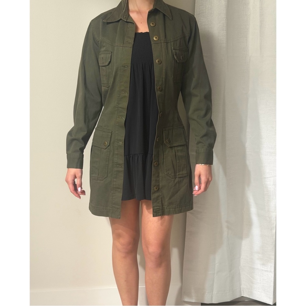 Women’s Olive Utility Jacket with Button Front